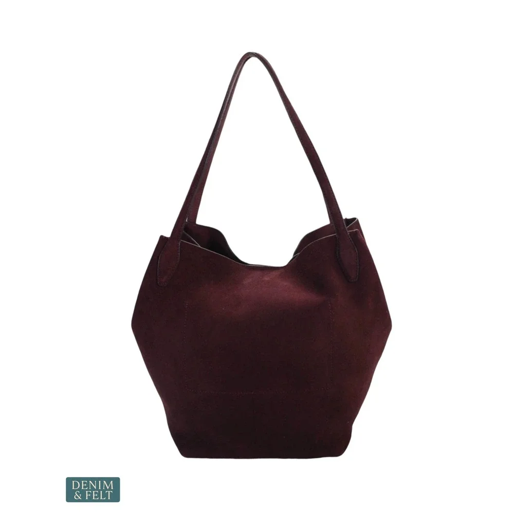 Madewell The Shopper Tote Soft Grain Suede Dark Carob Oversized Shoulder Bag - Picture 10 of 14